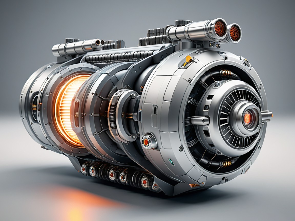 Futuristic Metallic Generator with Glowing Core Design