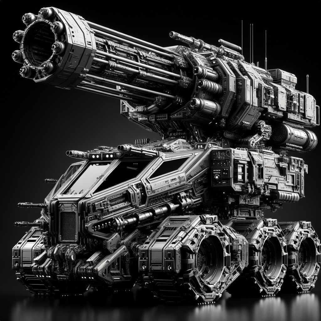 Futuristic Armored Vehicle with Cannons and Details
