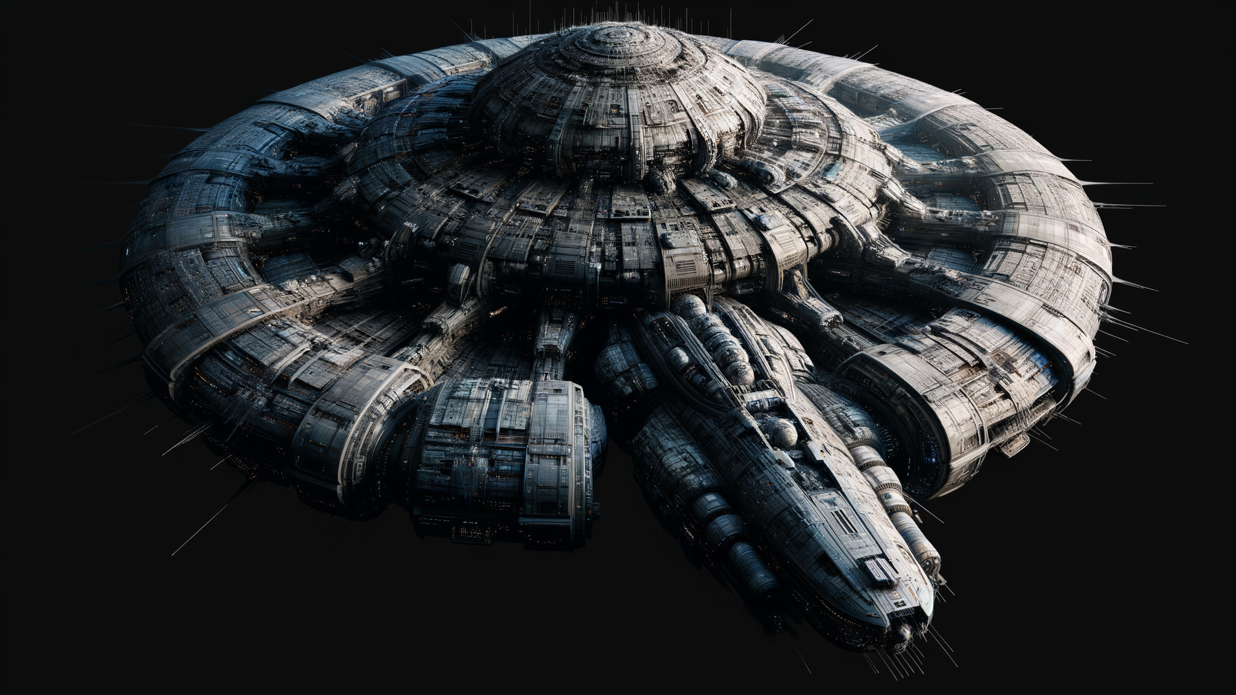 Futuristic Saucer-Shaped Spacecraft Design Details