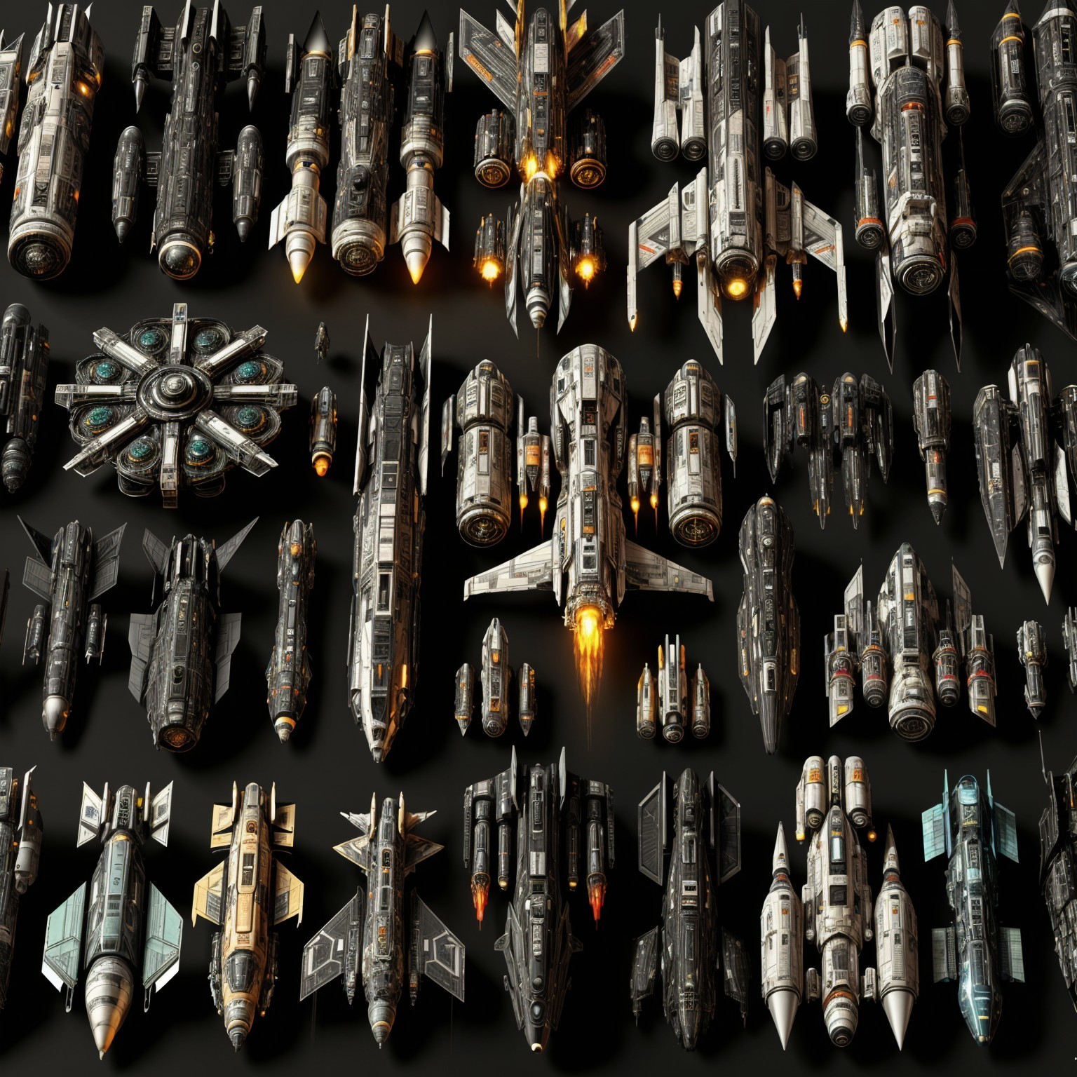 Diverse Collection of Intricately Designed Spacecraft