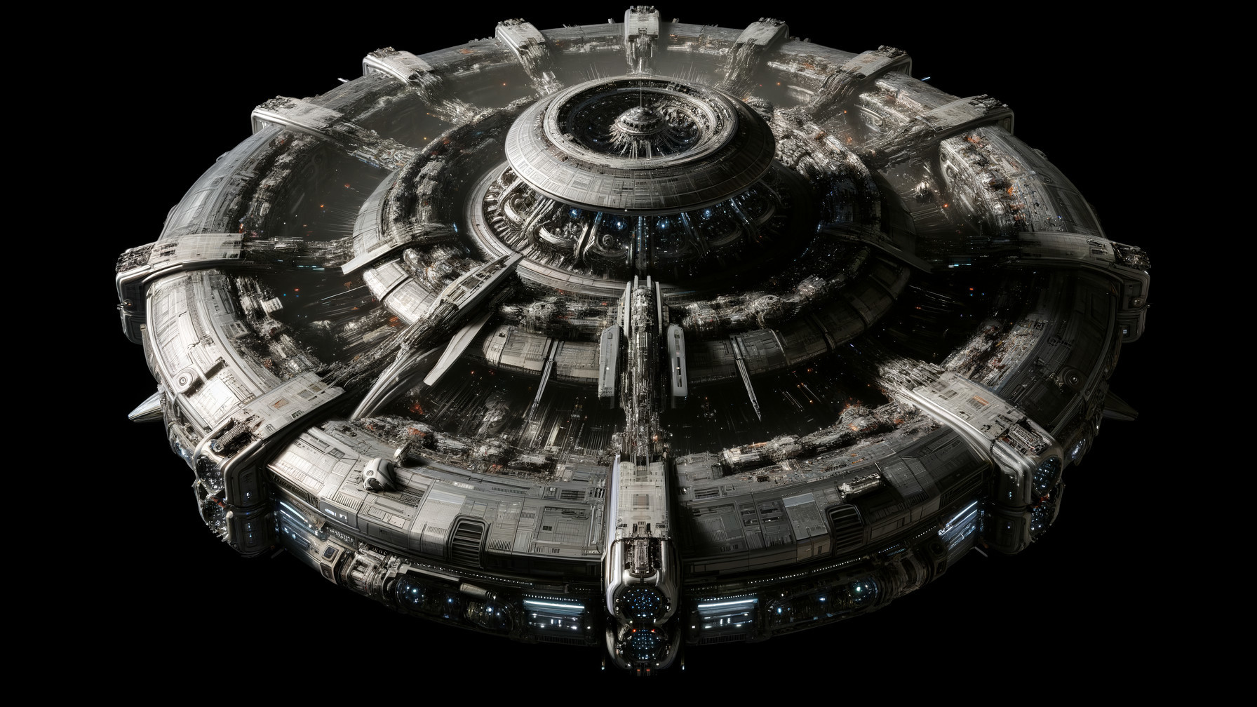 Futuristic Circular Space Station with Advanced Design
