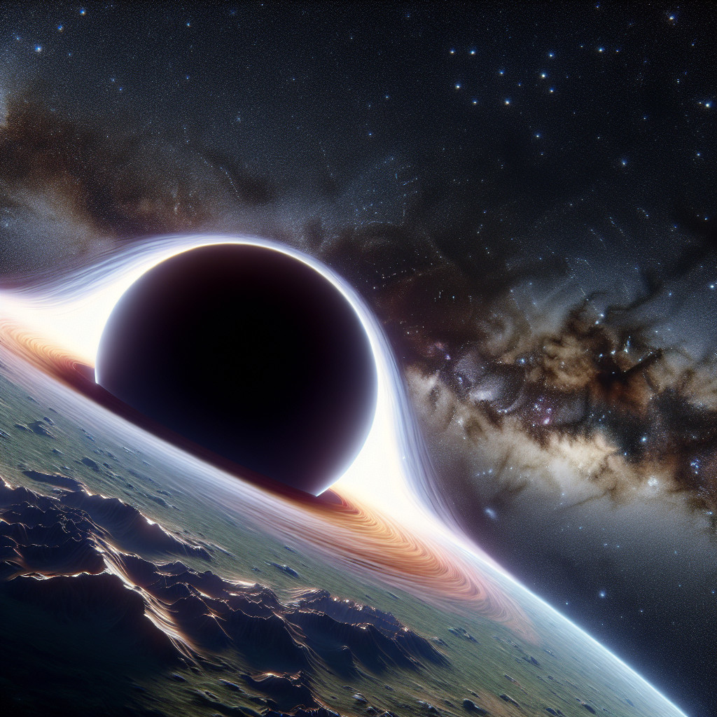 Cosmic Scene Featuring Black Hole and Starry Galaxy