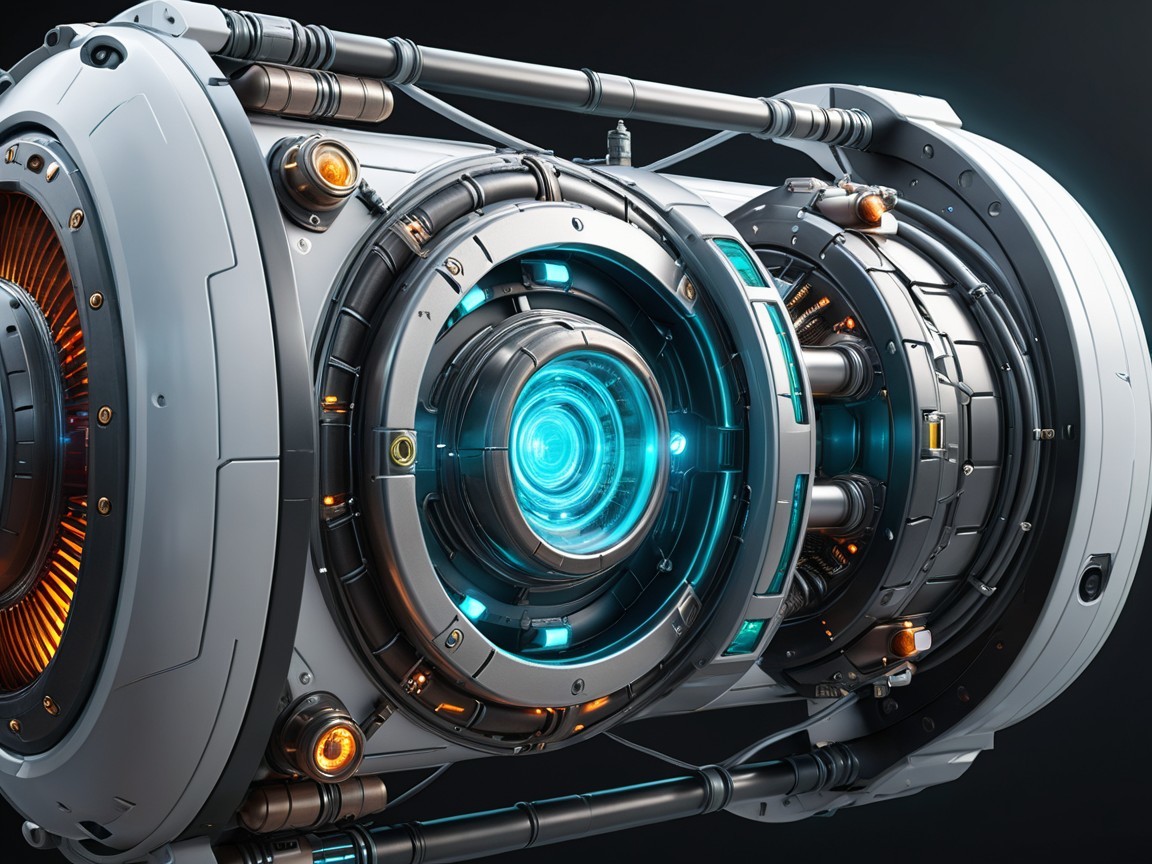 Futuristic High-Tech Cylindrical Device Description