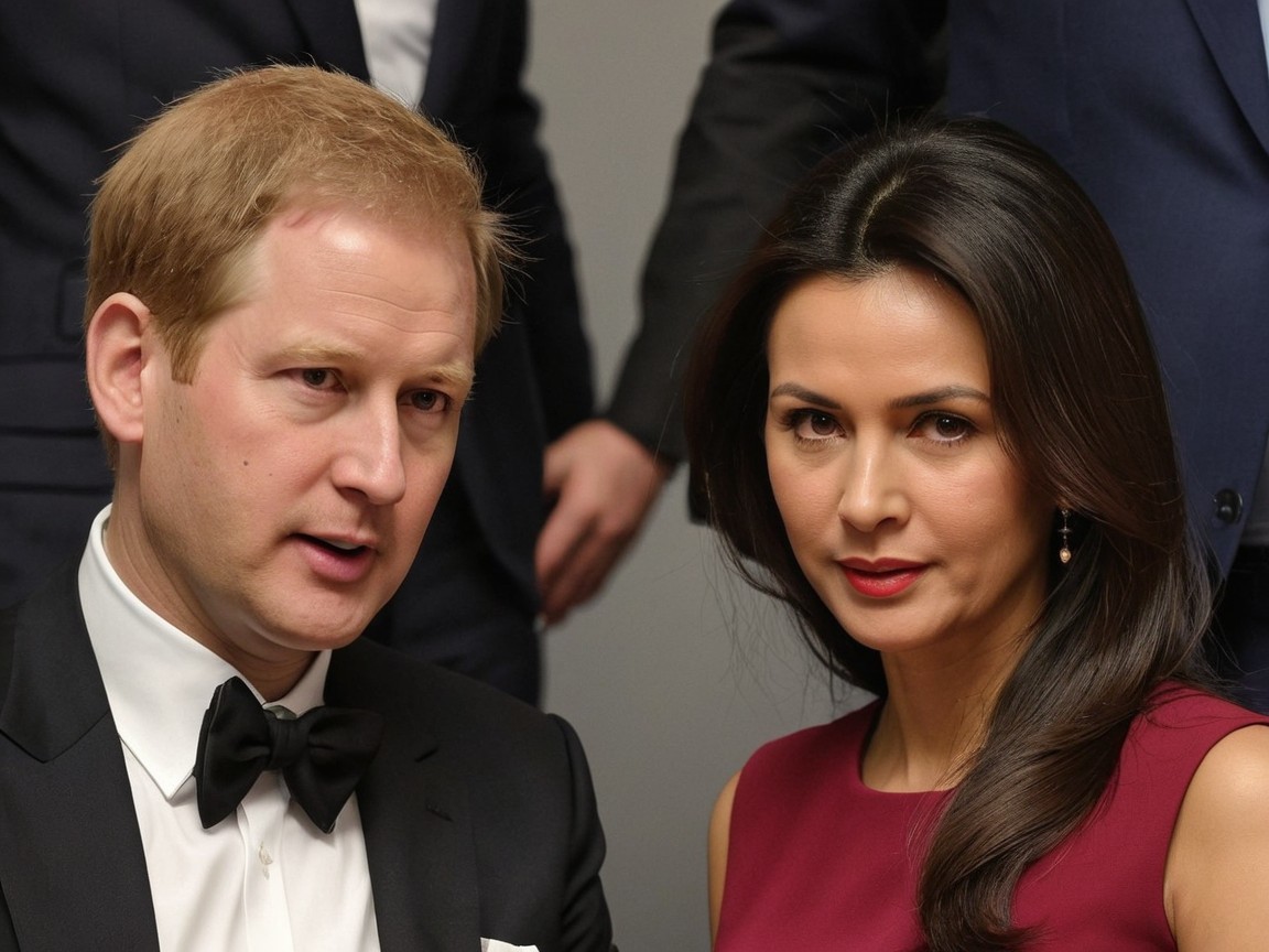 Formal Gathering with Suited Man and Elegant Woman