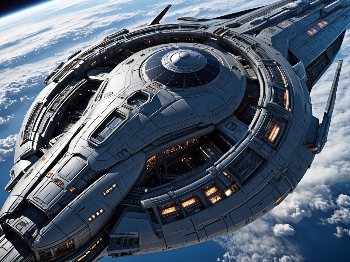 Futuristic Spaceship with Aerodynamic Design and Details