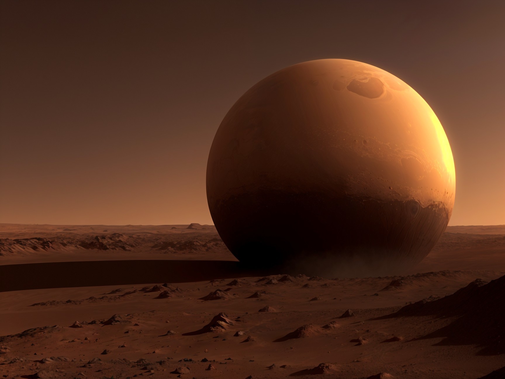 Surreal Martian Landscape with Reddish-Brown Terrain