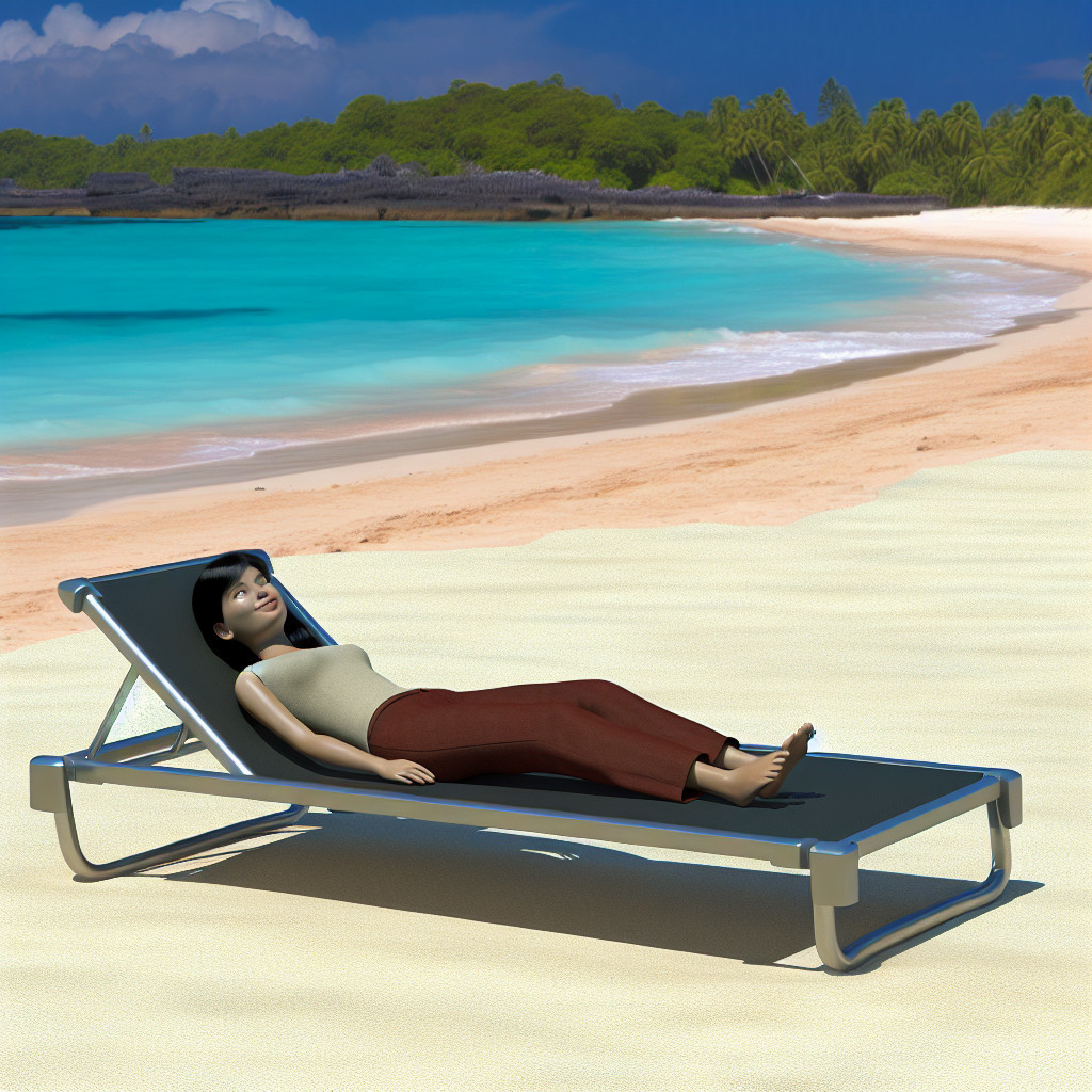 Serene Beach Scene with Lounge Chair and Turquoise Waves
