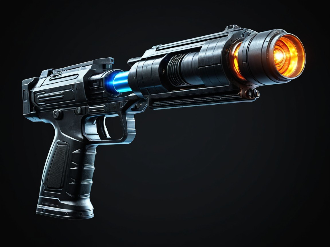 Futuristic Handgun with Sleek Black Design and Glow