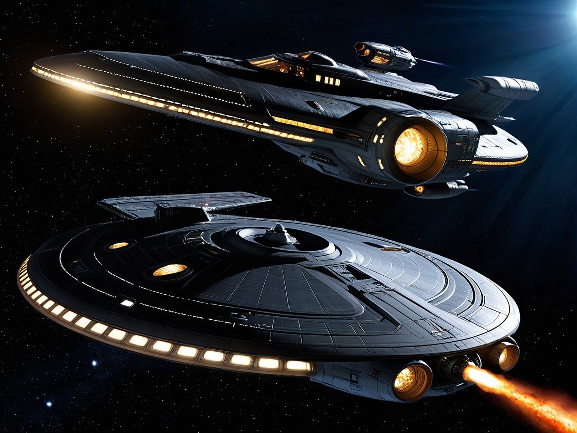 Futuristic Spacecraft in Deep Space Scene