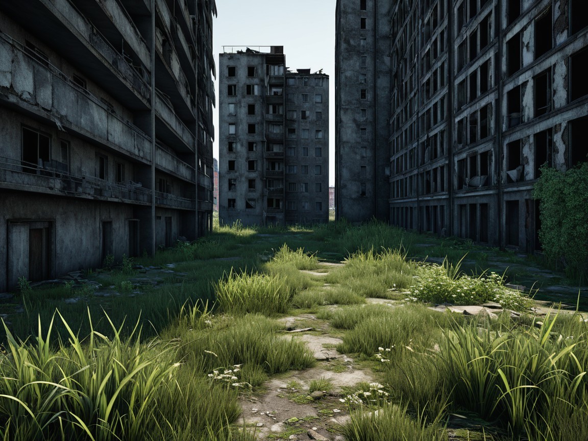 Abandoned Urban Landscape with Decaying Buildings