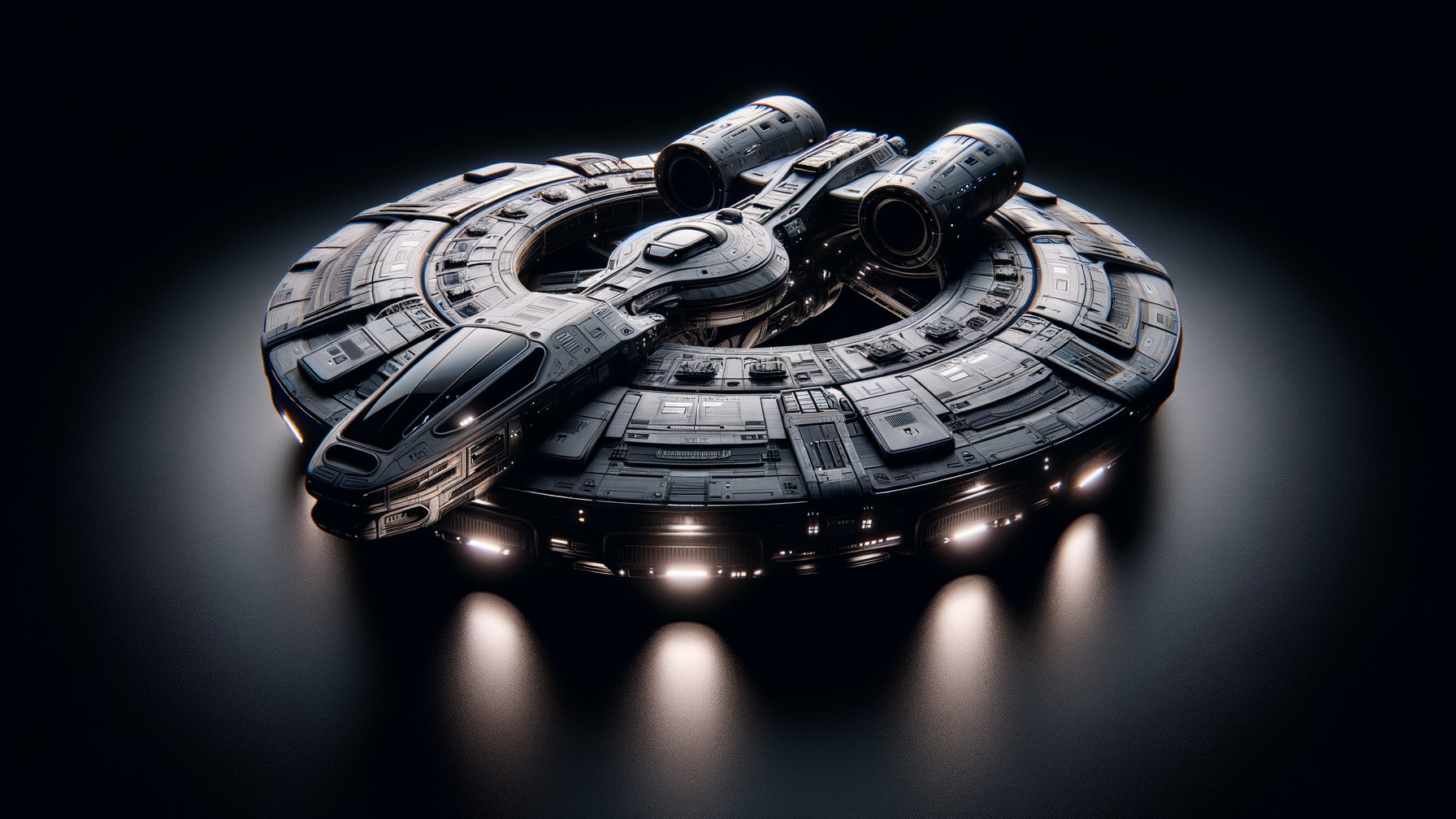 Futuristic Sleek Round Spaceship Design with Engines