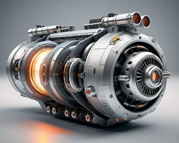 Futuristic Metallic Generator with Glowing Core Design