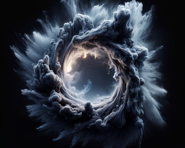 Swirling Vortex of Ethereal Clouds in Dark Backdrop
