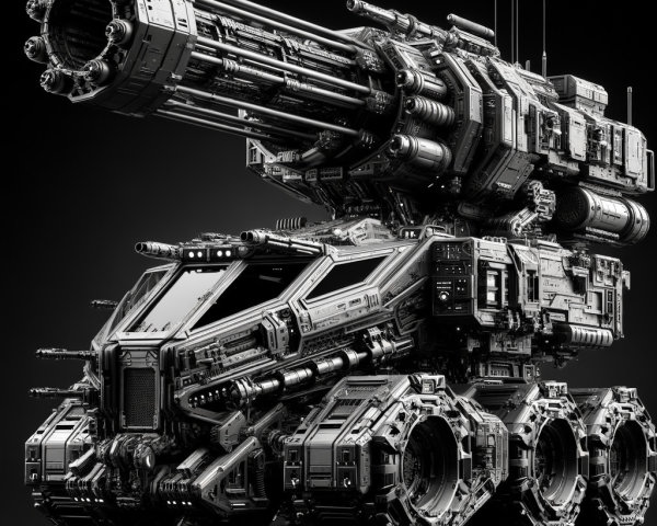 Futuristic Armored Vehicle with Cannons and Details