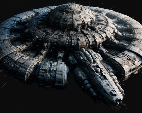 Futuristic Saucer-Shaped Spacecraft Design Details