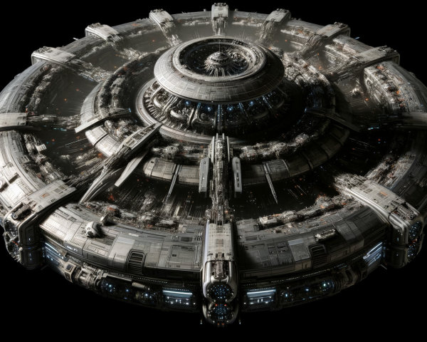 Futuristic Circular Space Station with Advanced Design