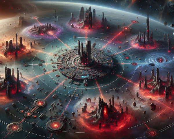 Futuristic Cosmic Landscape with Floating Islands and Nebulae