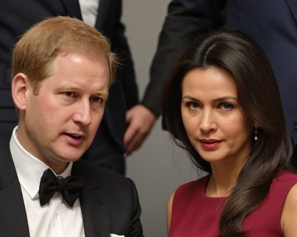 Formal Gathering with Suited Man and Elegant Woman