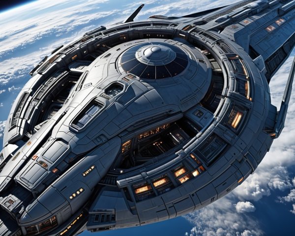 Futuristic Spaceship with Aerodynamic Design and Details