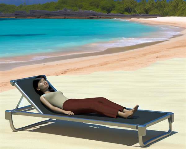 Serene Beach Scene with Lounge Chair and Turquoise Waves