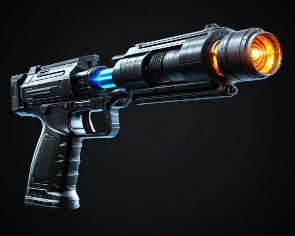 Futuristic Handgun with Sleek Black Design and Glow