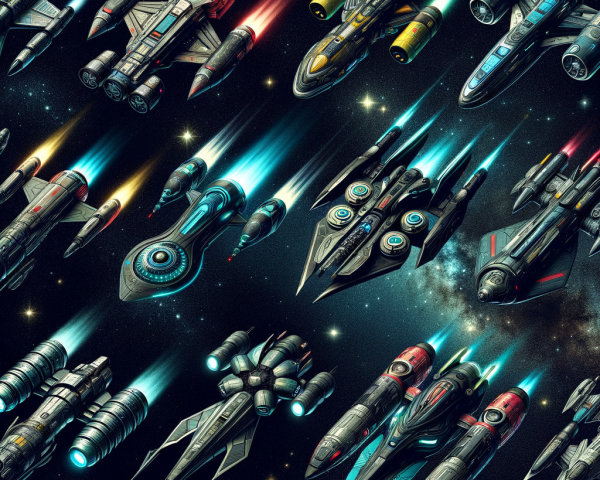 Vibrant Futuristic Spacecraft in Cosmic Backdrop