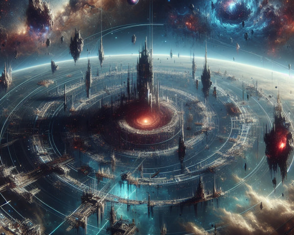 Cosmic Landscape with Spiraling Structure and Nebulae