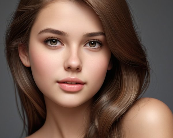 Close-Up Portrait of a Young Woman with Radiant Skin