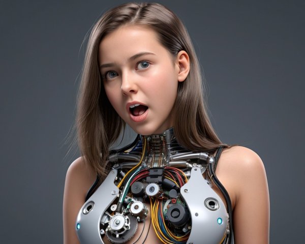 Realistic Humanoid Robot with Visible Machinery