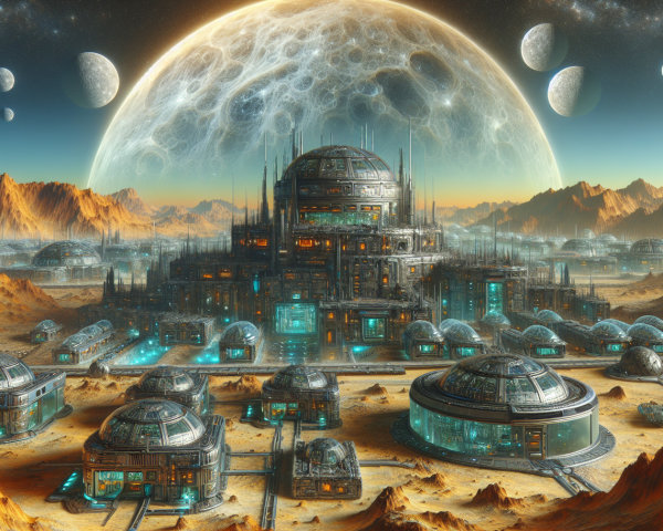 Futuristic Cityscape on an Alien Planet with Domes