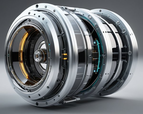 Futuristic Metallic Mechanical Component with Accents