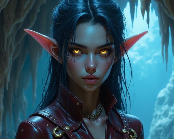 Fantasy Portrait of Young Elf in Cave Setting