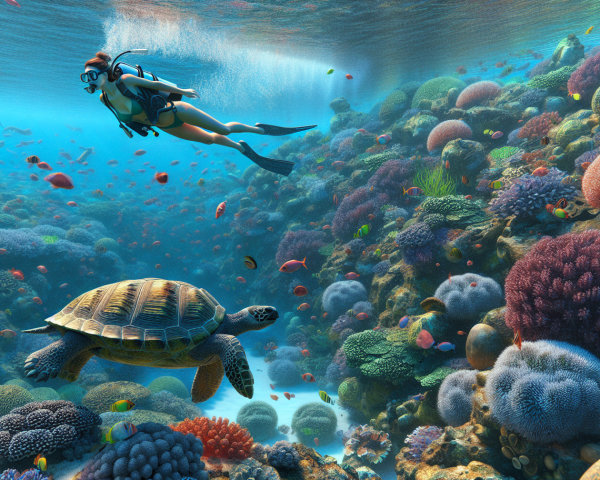Vibrant Underwater Scene with Coral and Marine Life