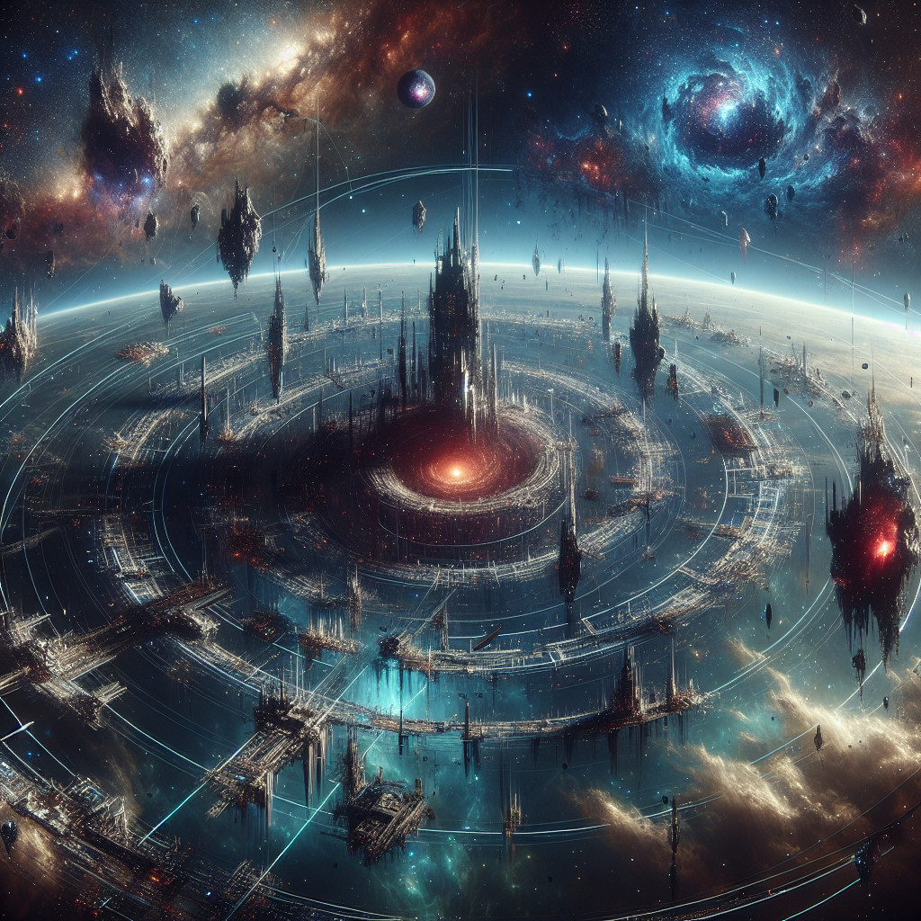 Cosmic Landscape with Spiraling Structure and Nebulae