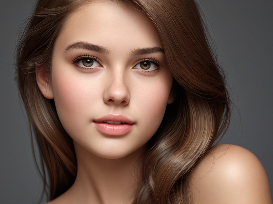 Close-Up Portrait of a Young Woman with Radiant Skin
