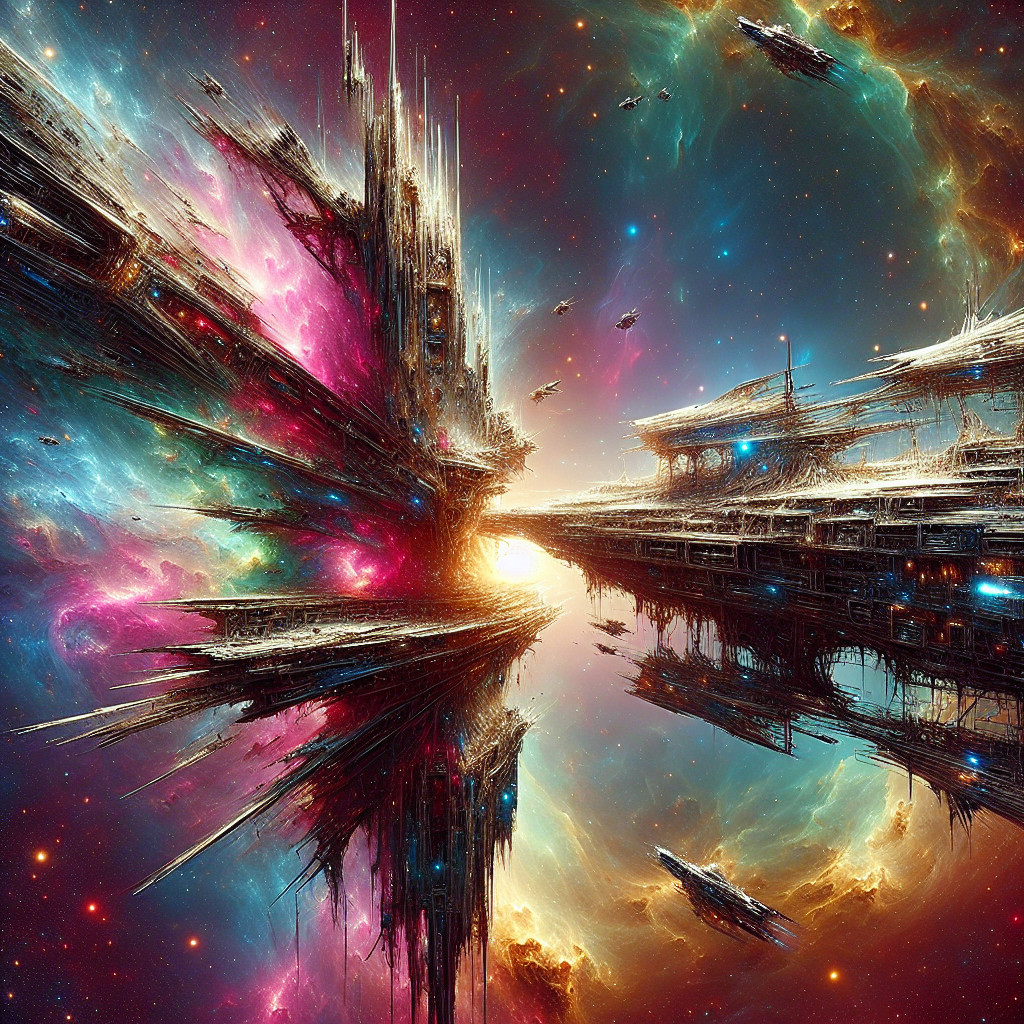 Cosmic Landscape with Vibrant Colors and Structures