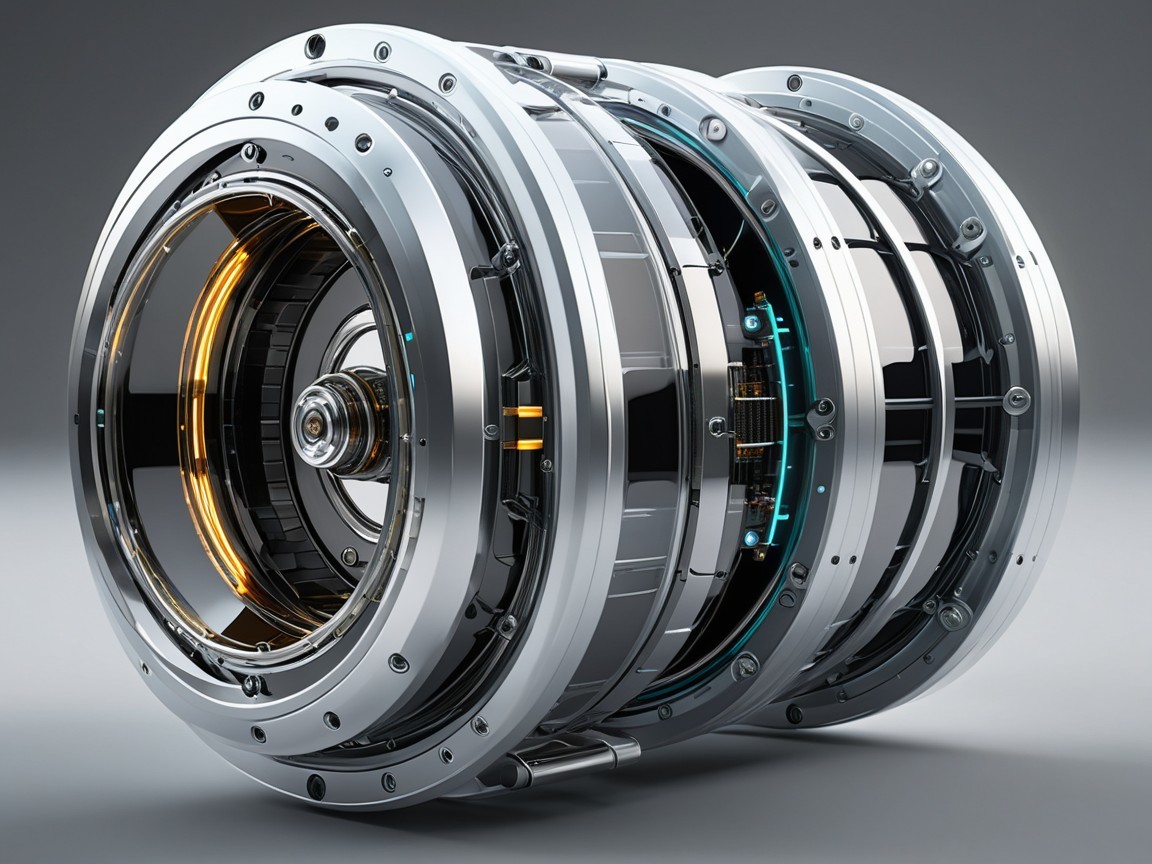 Futuristic Metallic Mechanical Component with Accents