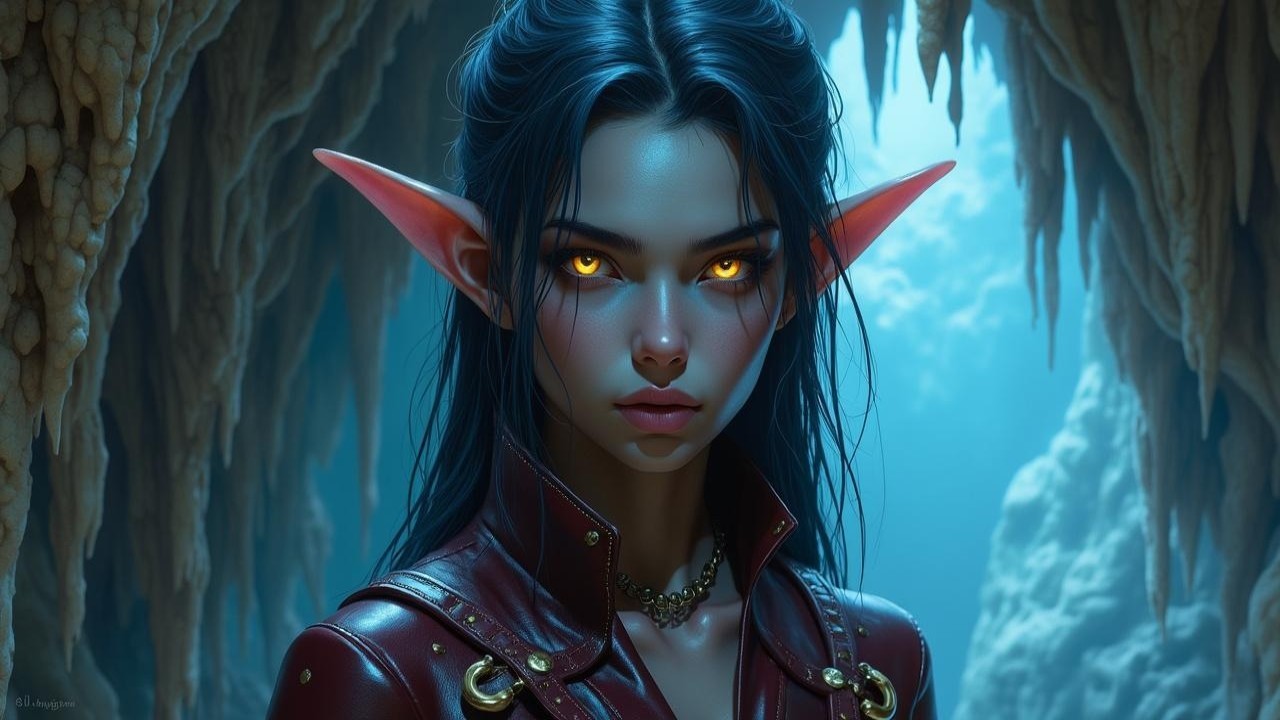 Fantasy Portrait of Young Elf in Cave Setting