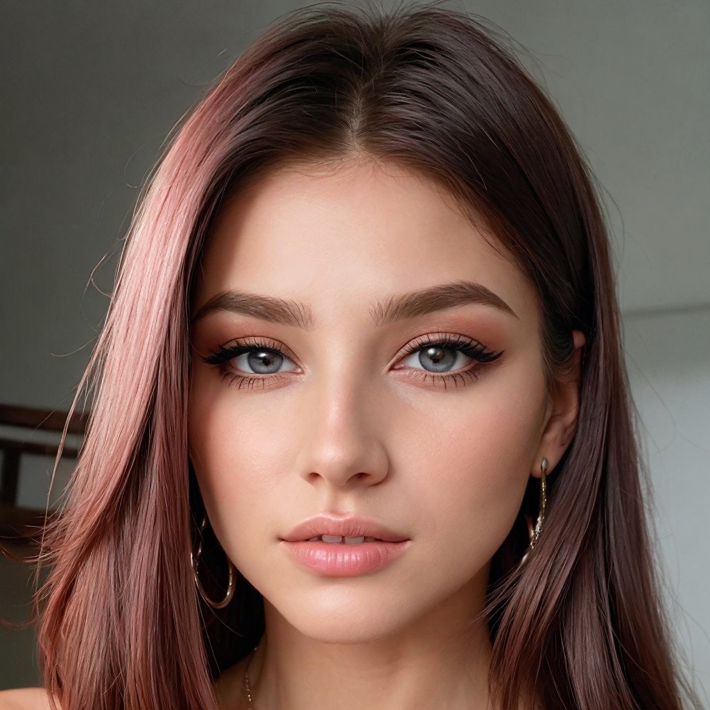Close-Up Portrait of a Young Woman with Blue Eyes