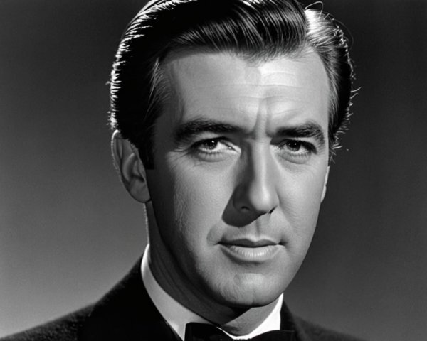 Close-Up Black-and-White Portrait of a Man in Tuxedo