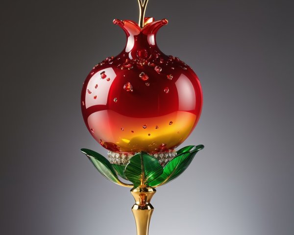 Vibrant Glass Sculpture of a Pomegranate Design