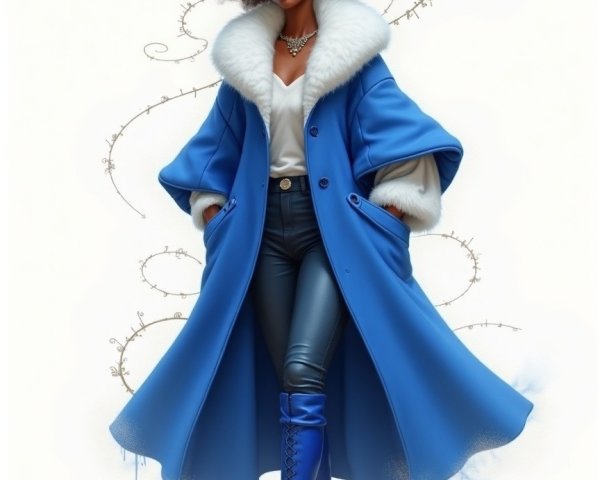 Chic Fashion Look with Blue Coat and Accessories