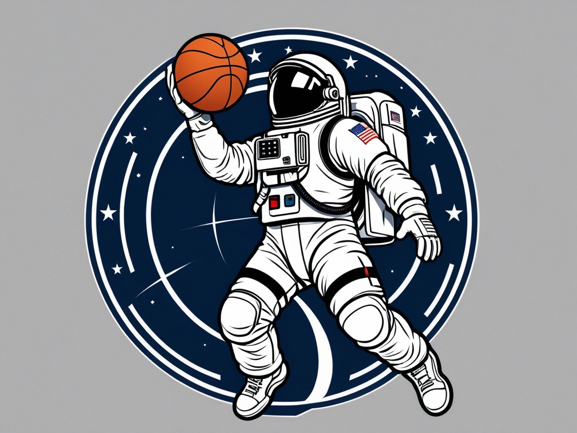 Astronaut in Space Suit with Basketball Against Stars