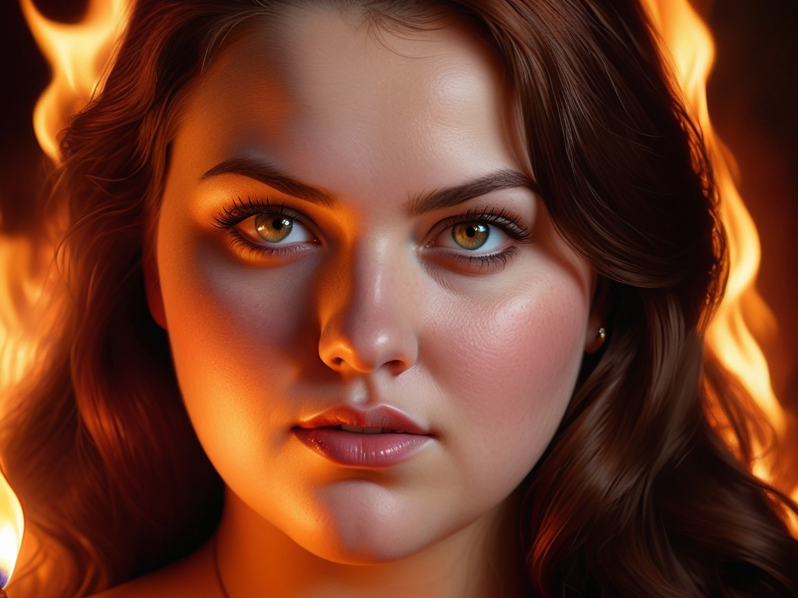 Close-up Portrait of a Young Woman with Dramatic Lighting