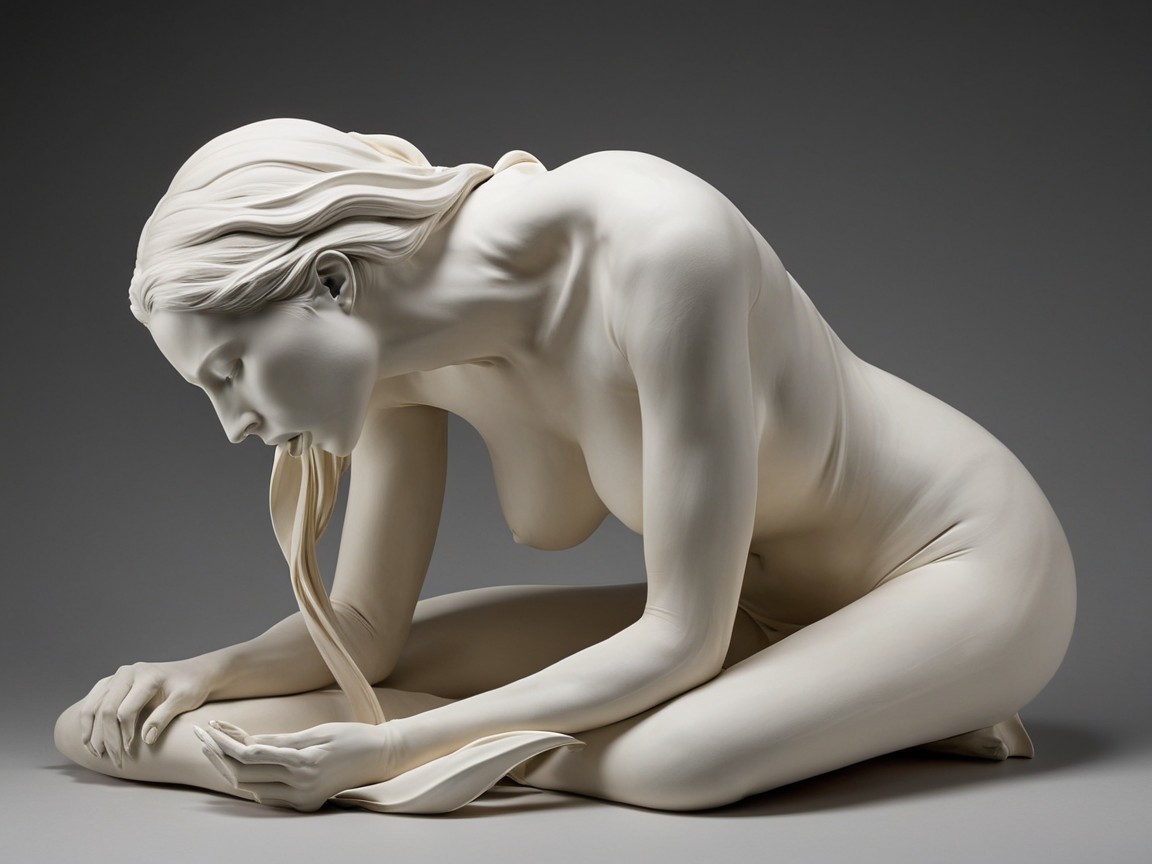 Seated Female Figure Sculpture with Graceful Contours