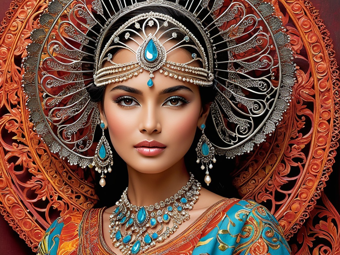 Traditional Attire and Jewelry with Cultural Elegance