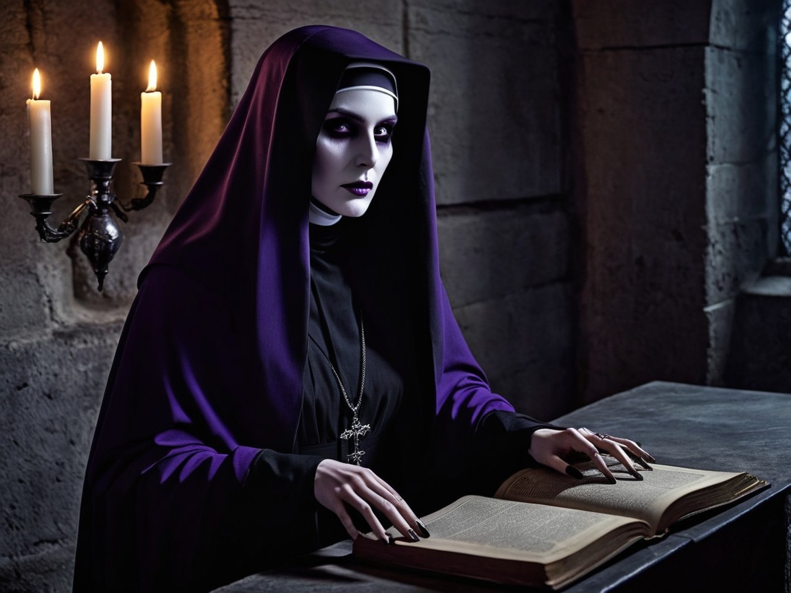 Mysterious Figure Reading in Dimly Lit Room