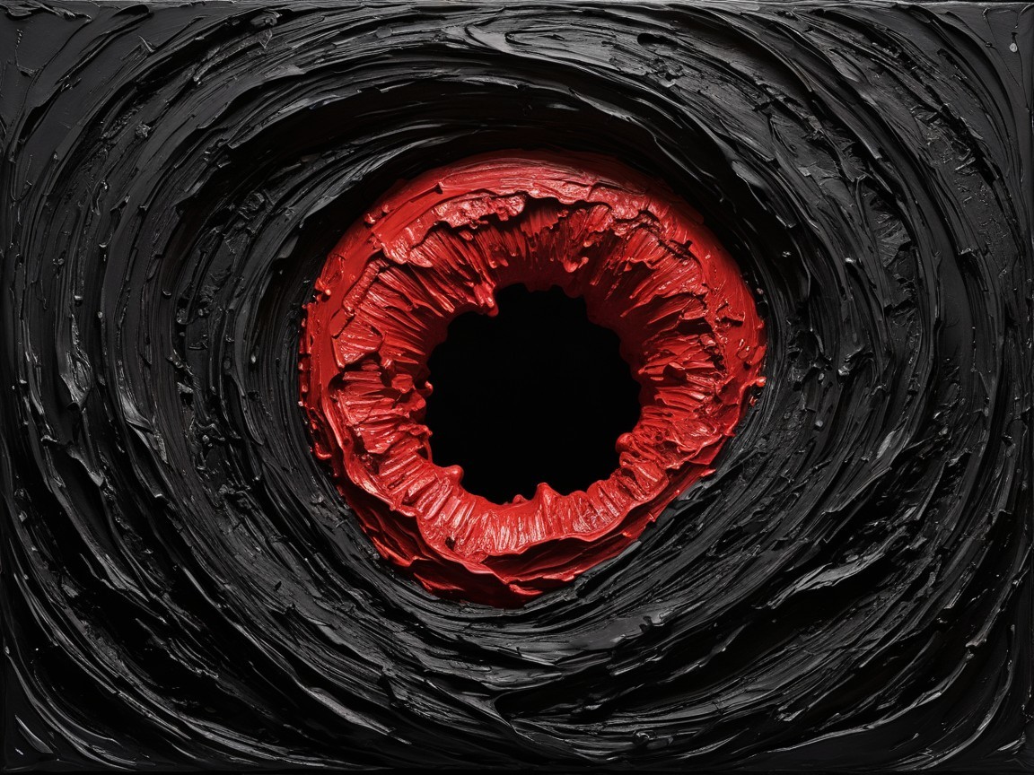 Circular Composition with Black and Red Colors
