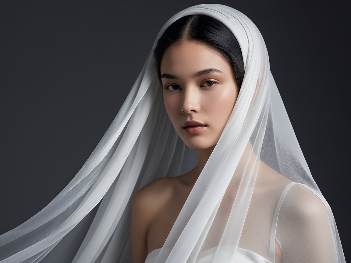 Young Woman in White Veil with Elegant Simplicity