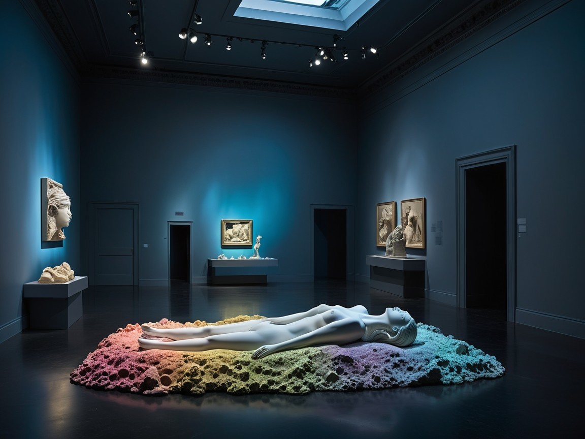 Contemporary Art Gallery with Life-Sized Sculpture